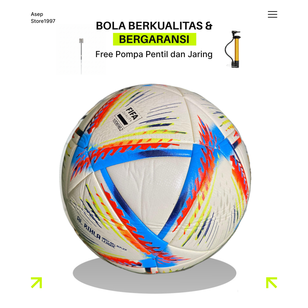 Bola Sepak Al Rihla Ads Grade Original 1 Paket Outdoor Ball Free Pompa