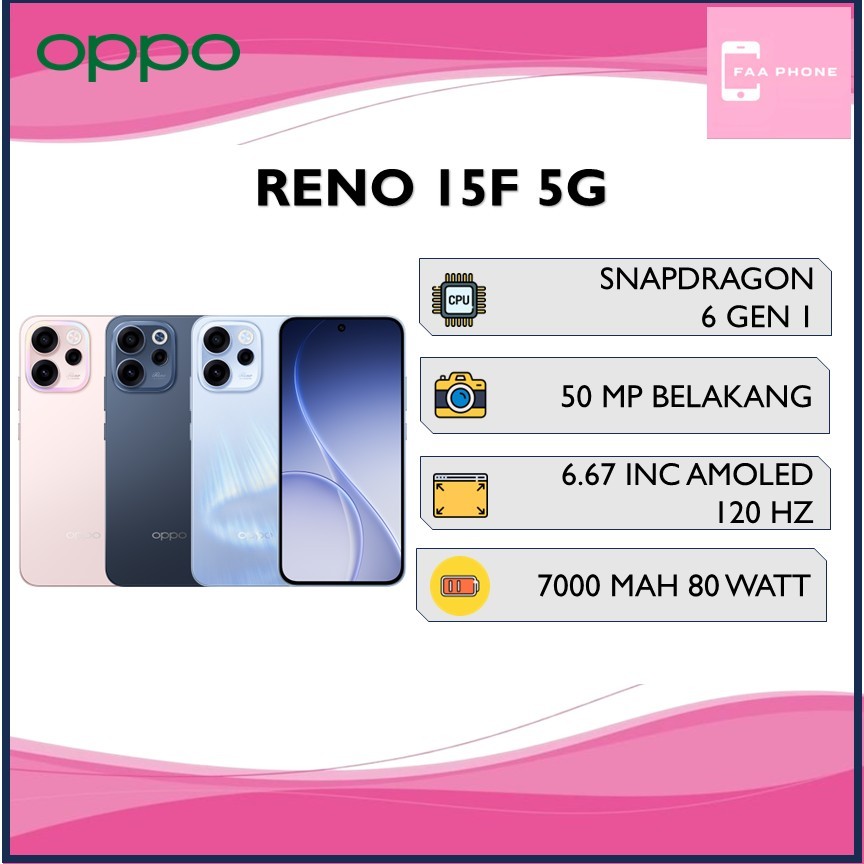 OPPO RENO 15F 5G RAM 12 GB ROM 256GB SNAPDRAGON 6 GEN 1 7000 mAh 80 WATT