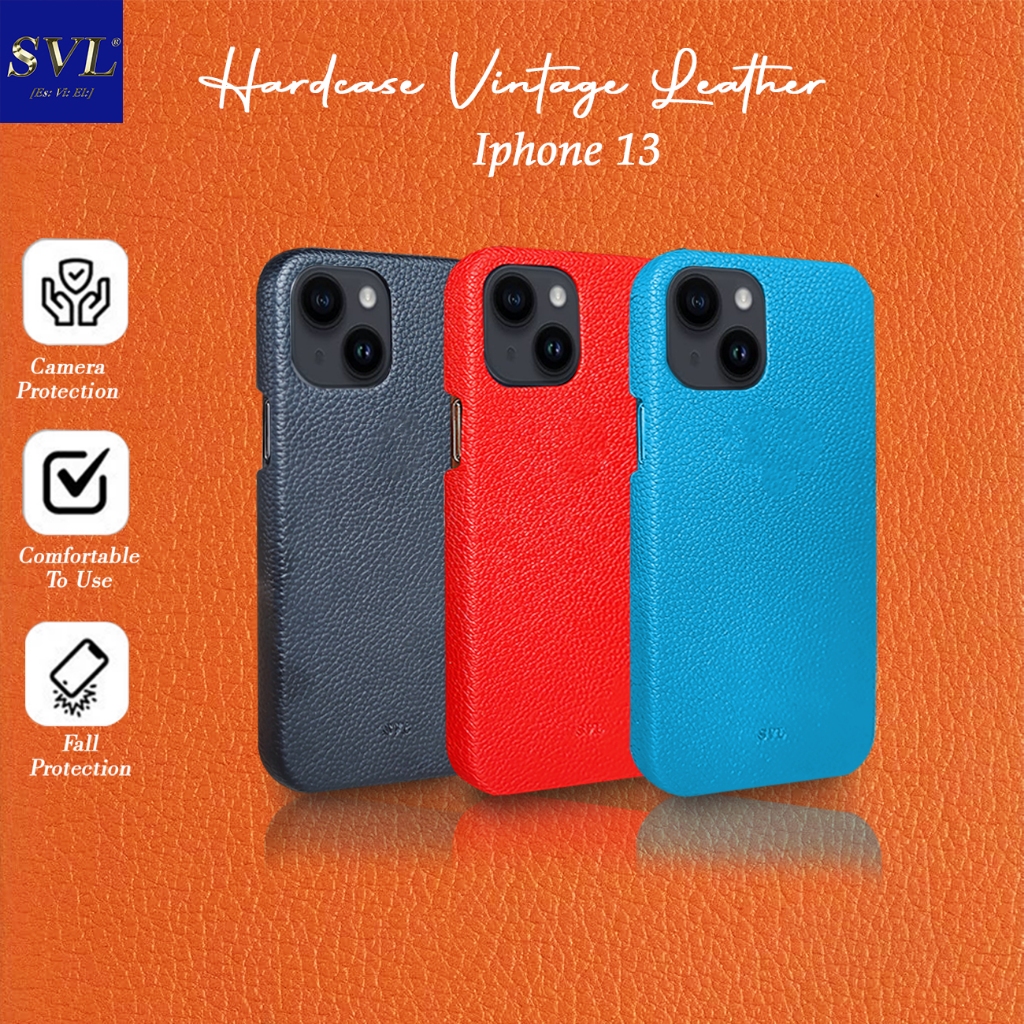 Case For Iphone 13 Hardcase SVL Vintage Leather Casing Kulit Soft Microfiber