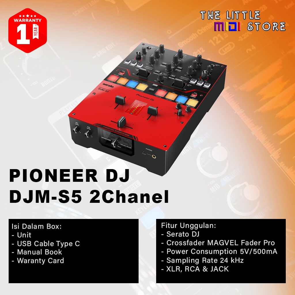DJM-S5 Scratch-style 2-channel DJ mixer Gloss Red | DJMS5 DJM S5 Mixer Batle Mixer DJ Serato