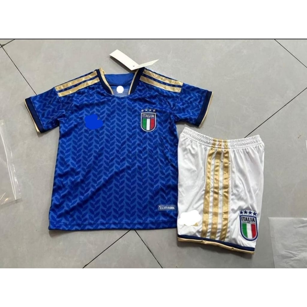 Stelan Setelan Jersey Kaos Baju Sepak Bola Timnas Italy Itali Italia Home Away 3rd Third Biru Blue S