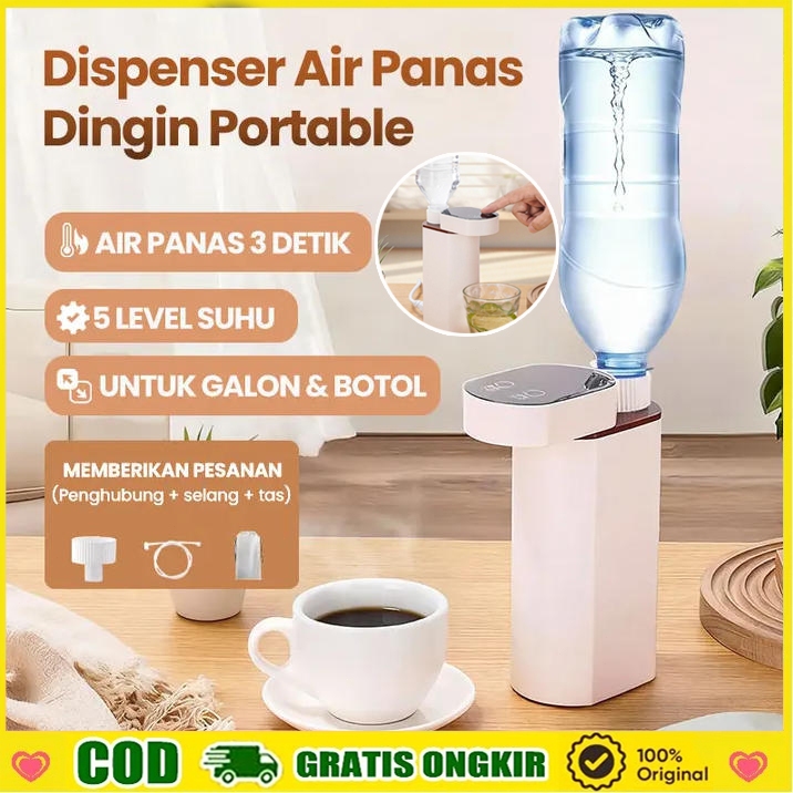 [COD]Dispenser Air Panas Dingin Portable Pemanas 3 Detik Instan Suhu Adjustable, Pompa Galon Elektri