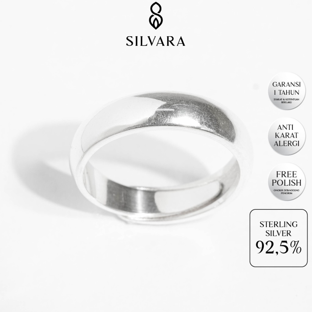 SILVARA Bold Shine Ring Sterling Silver S925 - Cincin Perak S925