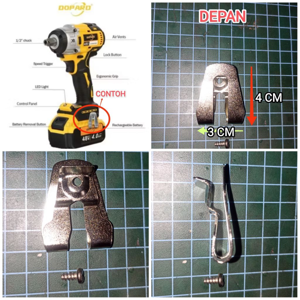 belt clip cantolan gantungan impact wrench cordless / bor baterai / bor cordless MKODL MKOOL DOPARD