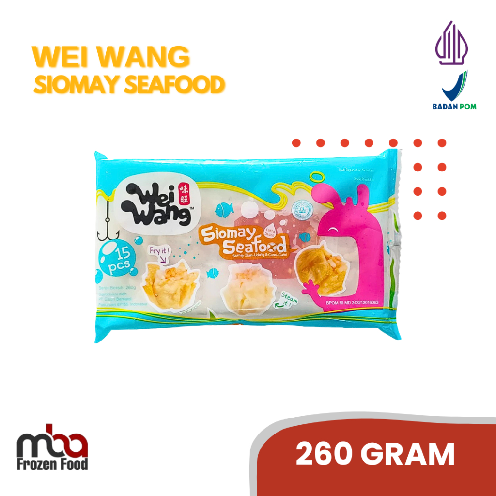 WEI WANG Siomay Seafood isi (15 pcs) 260 Gram  /Siomay /Ikan /Nugget /Dimsum /Frozenfood /Makananrin