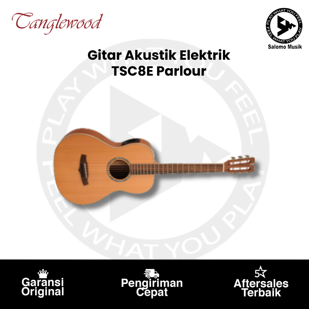 Gitar Akustik Elektrik Tanglewood TSC 8E Parlour Mahogany Original