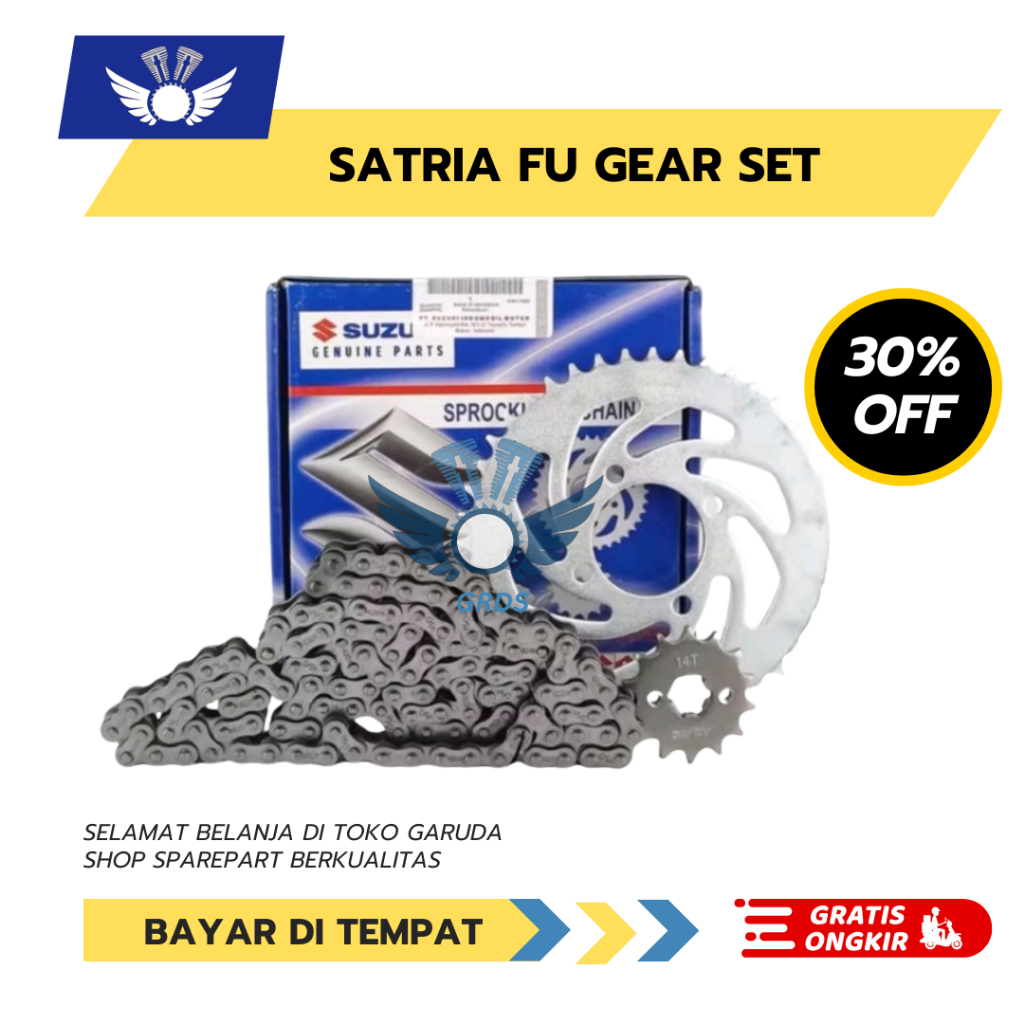 GEAR SET SUZUKI / SATRIA FU / GEAR / GIR / GER / GEARSET /1 SET PAKET GIR DEPAN DAN BELAKANG + RANTA