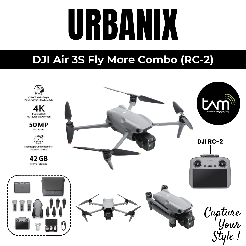 URBANIX - DJI Air 3S Drone with RC 2 Fly More Combo