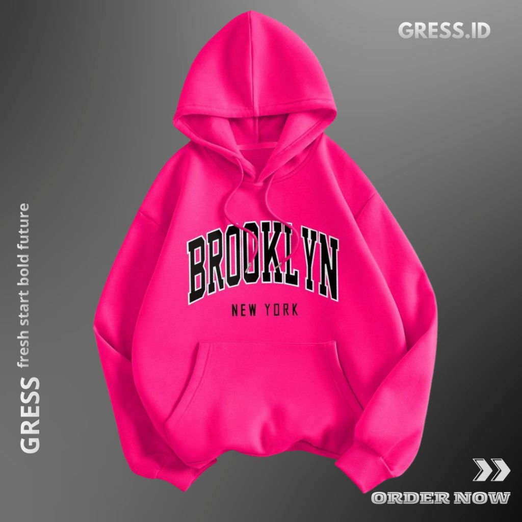 GRESS Hoodie Oversize Brooklyn/Oversize Hoodie/Hoodie Sweatshirt/Hoodie Hitam Pria Wanita/Sweater Ho