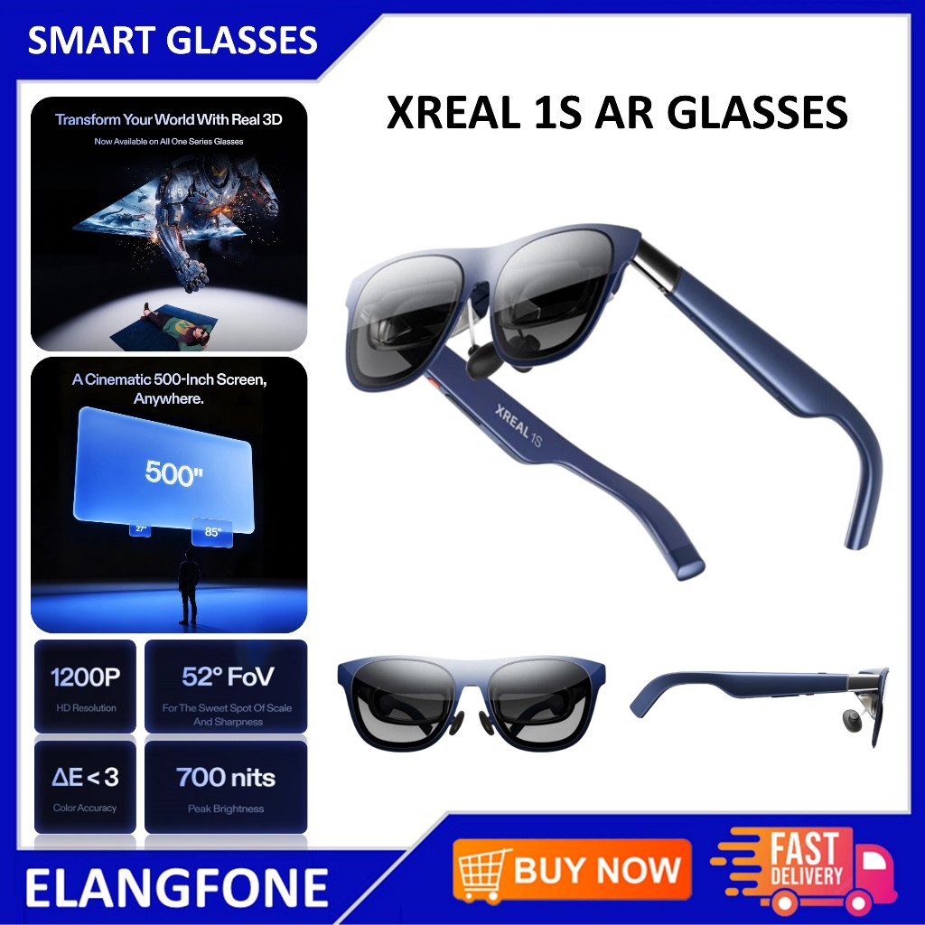 XREAL 1S AR GLASSES SMART PORTABLE GLASSES AUGMENTED REALITY NREAL 500" VIRTUAL SCREEN SMART GLASSES