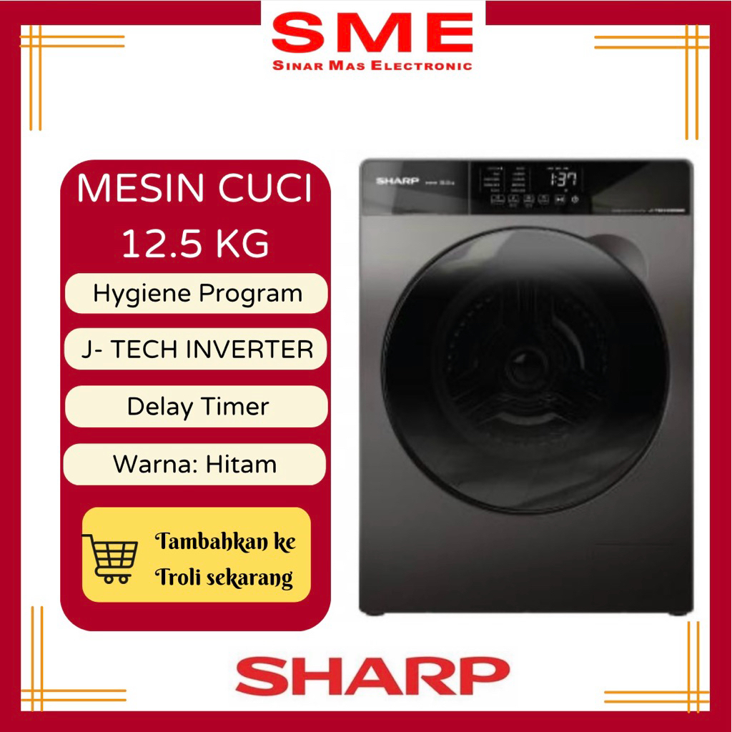 Mesin Cuci 1 Tabung Buka Depan SHARP 12.5 KG