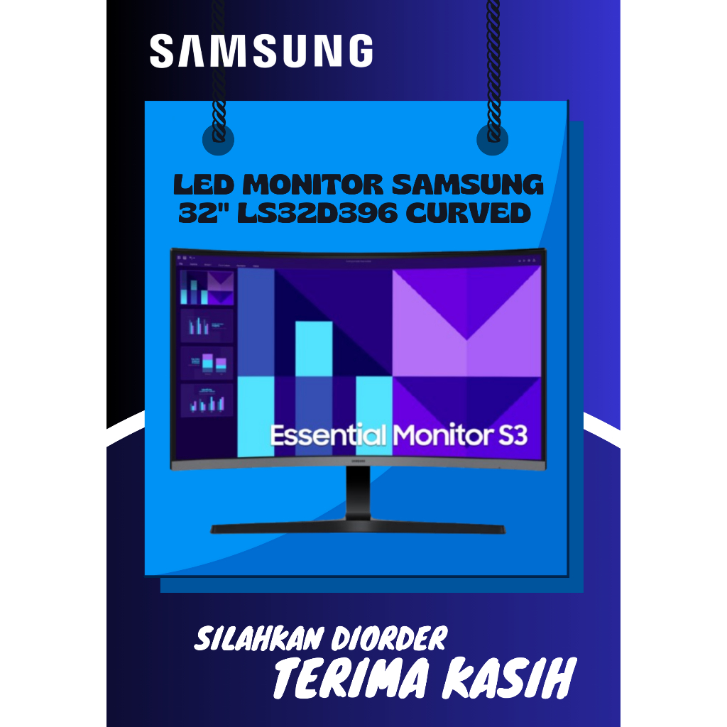 MONITOR SAMSUNG 32 Inch CURVED | LS32D396 CURVED | LED MONITOR + PACKING KAYU