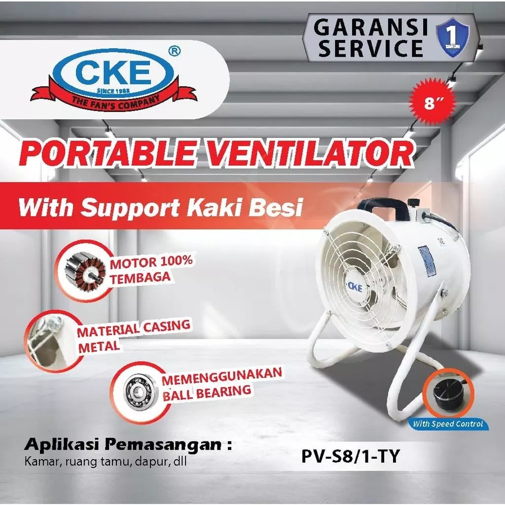 CKE Portable Ventilator 8 Inch Blower Exhaust Drum Fan 8 Inch With Support