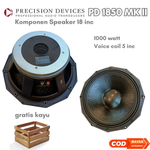 PRECISION DEVICES Speaker Component PD1850 MK II Subwoofer 15 inc coil 5 inc 8 Ohm Baru
