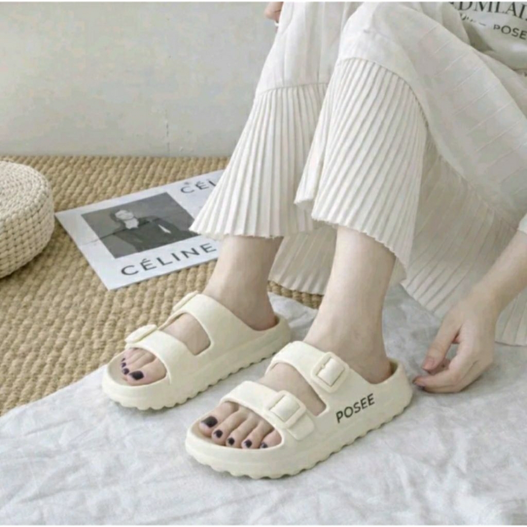Sandal Wanita POSEE Karet Slip On - Empuk & Nyaman Rumah Harian