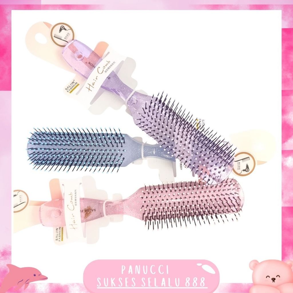 Sisir Glitter Transparan Lebar PREMIUM / Sisir Aesthetic Lucu Ala Korea / Sisir Rambut Wanita PANUCC