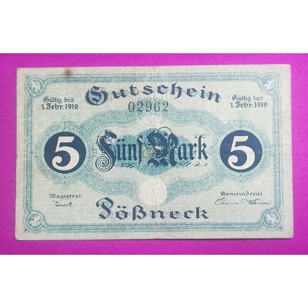 UANG KERTAS JERMAN 5 MARK 1919