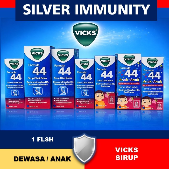 1 FLSH VICKS FORMULA 44 DEWASA/ANAK SYRUP OBAT BATUK PILEK ALL VARIAN 27ML 54ML 100ML