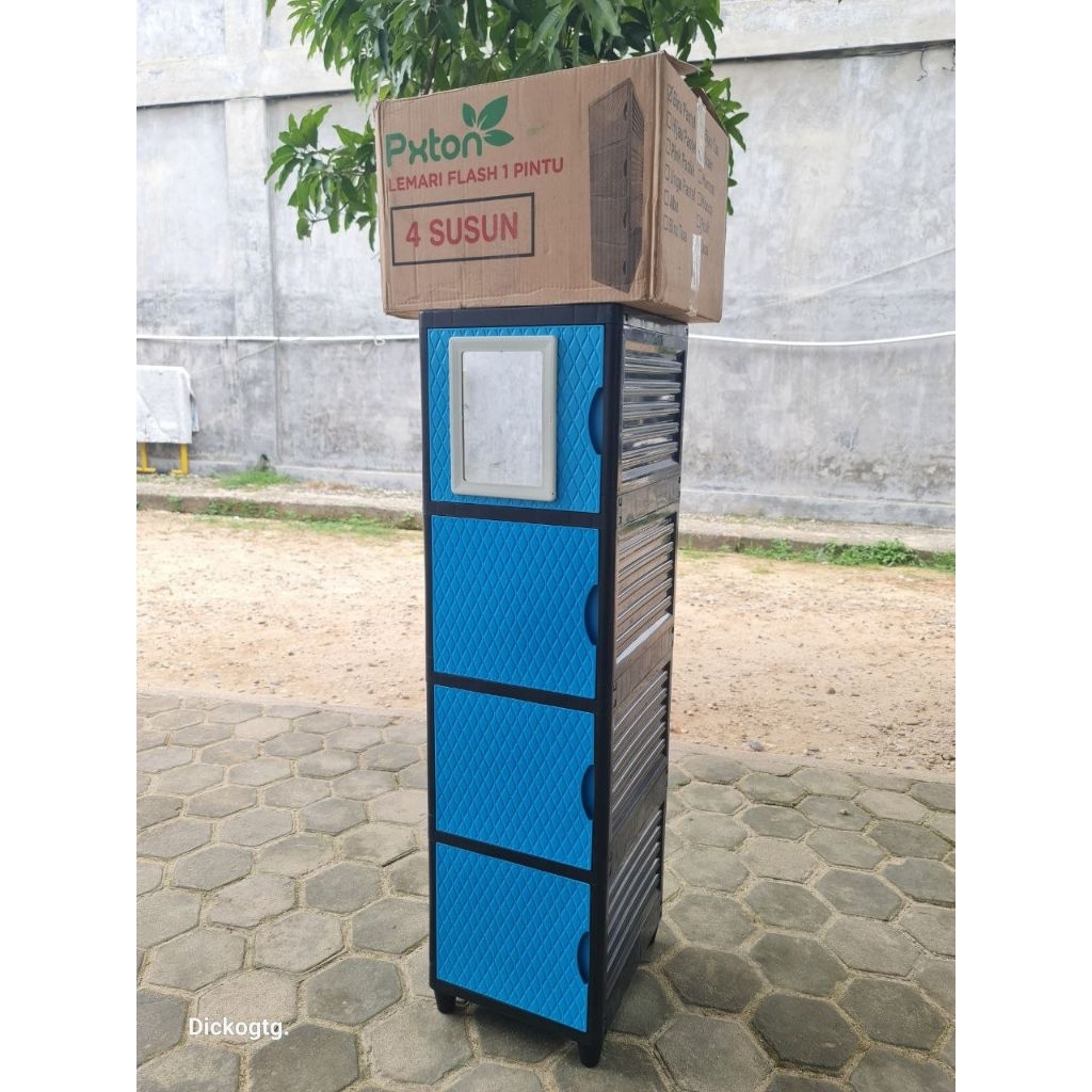Lemari Pakaian Plastik Flash 1 Pintu 4 Susun + kaca
