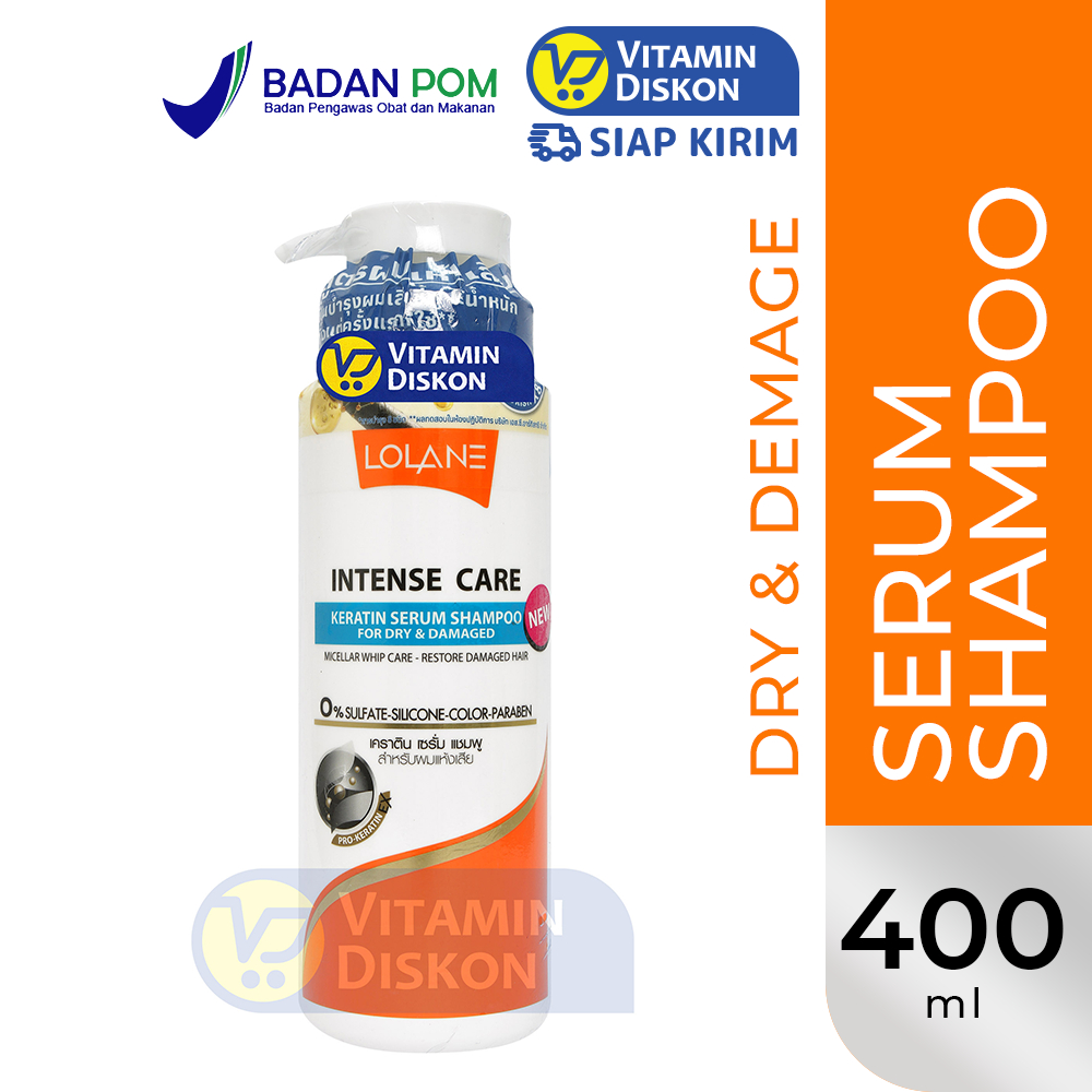 Lolane Intense Care Keratin Serum Shampoo For Dry & Damaged 400ml | Shampoo Keratin untuk Rambut Ron