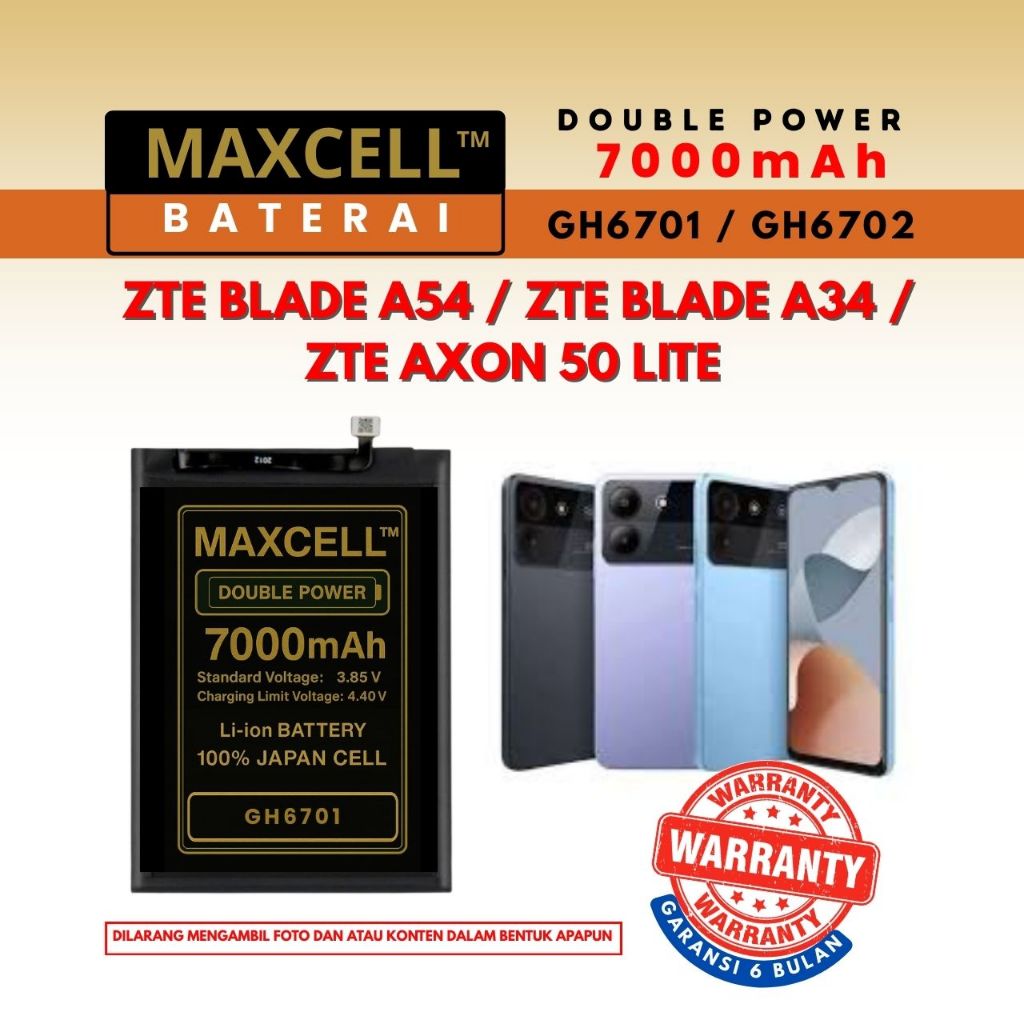 Baterai GH6701 / GH6702 Compatible ZTE Blade A54 / ZTE Blade A34 / ZTE Axon 50 Lite 7000mAh