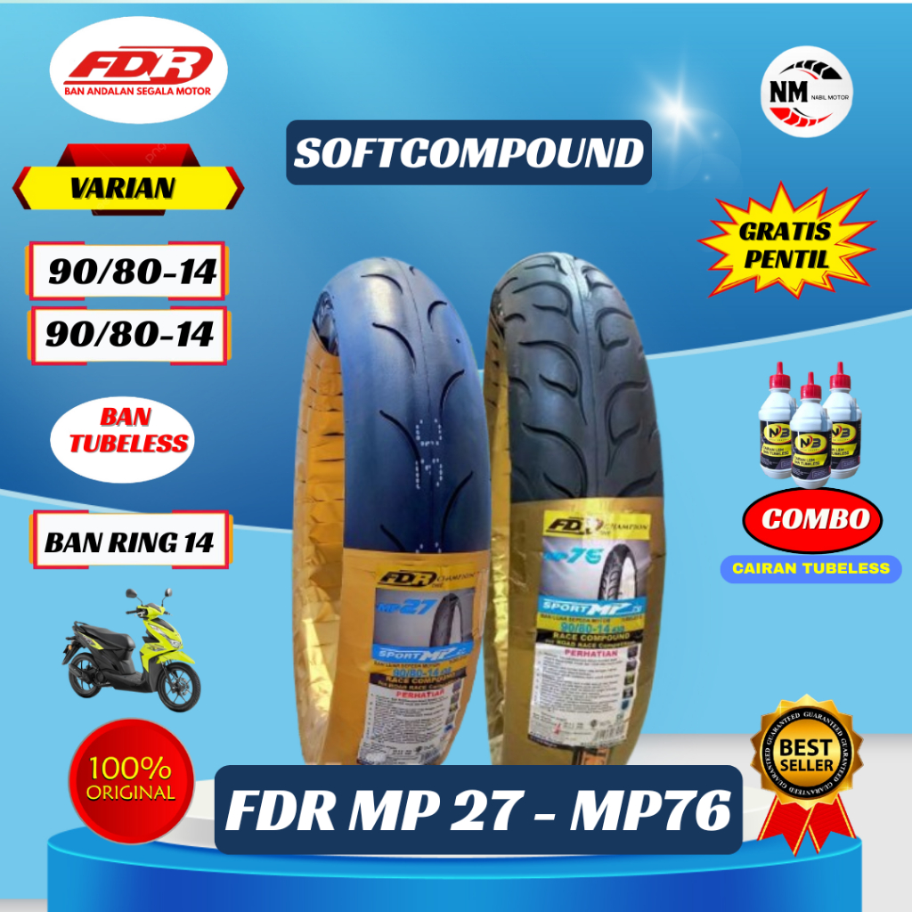 BAN FDR 90/80 14 MP 76/MP 27/ RACING SOFT COMPOUND TUBELESS BAN MATIC TL