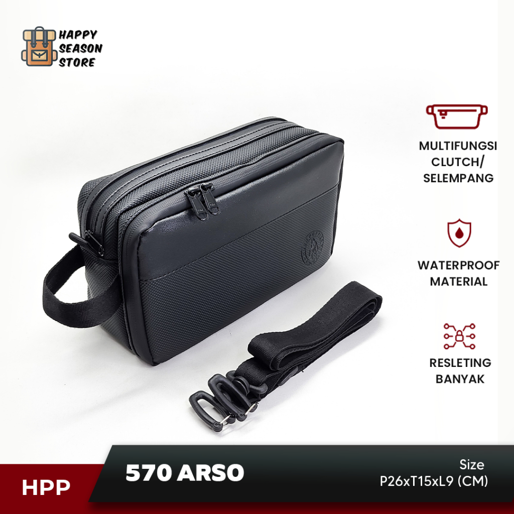 Tas Handbag Pria Hush Puppies 570 ARSO Hitam Premium | Tas selempang multifungsi