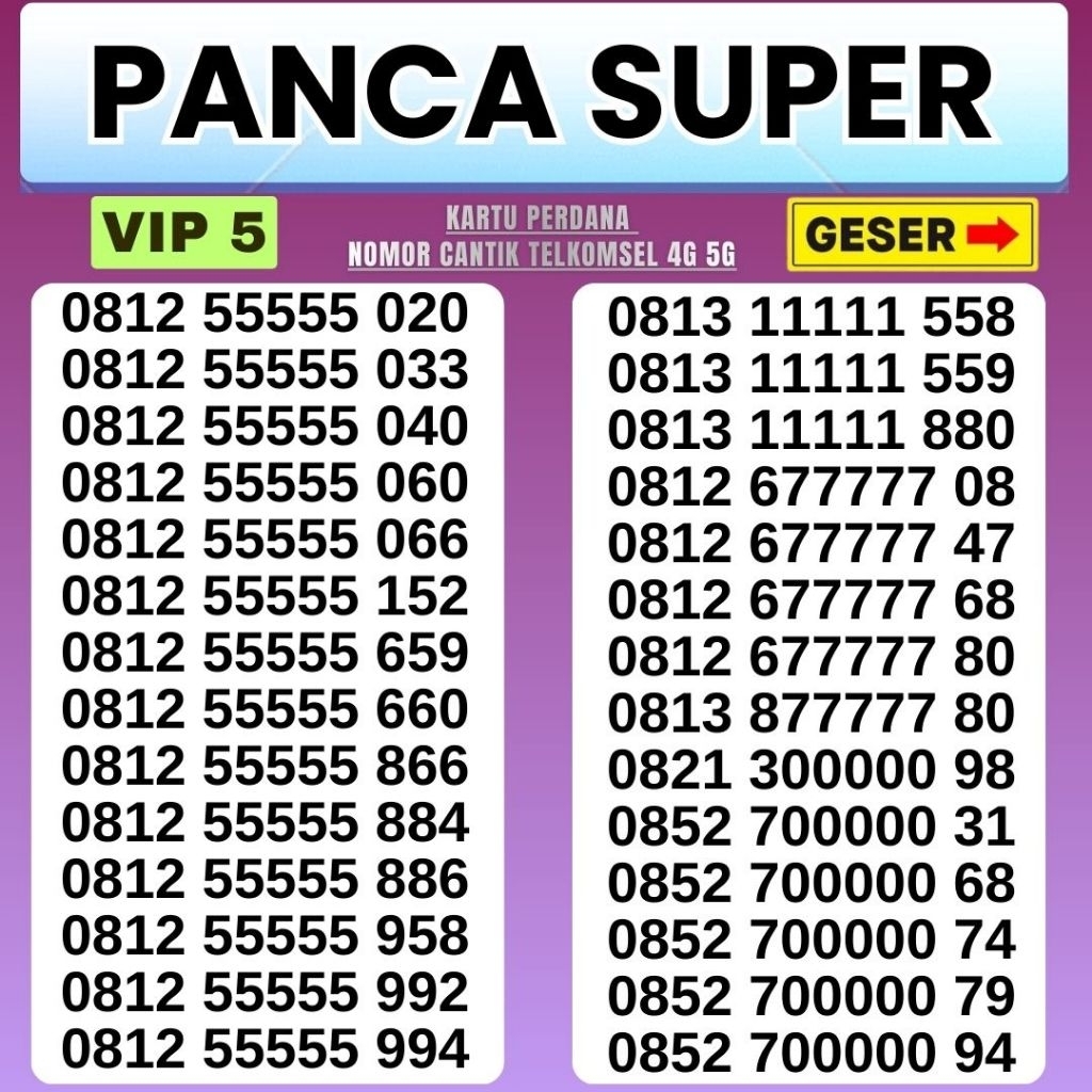 Nomor Cantik Simpati Telkomsel 4G 5G Kartu Perdana Telkomsel Simpati Nocan Simpati Nomer Cantik Telk