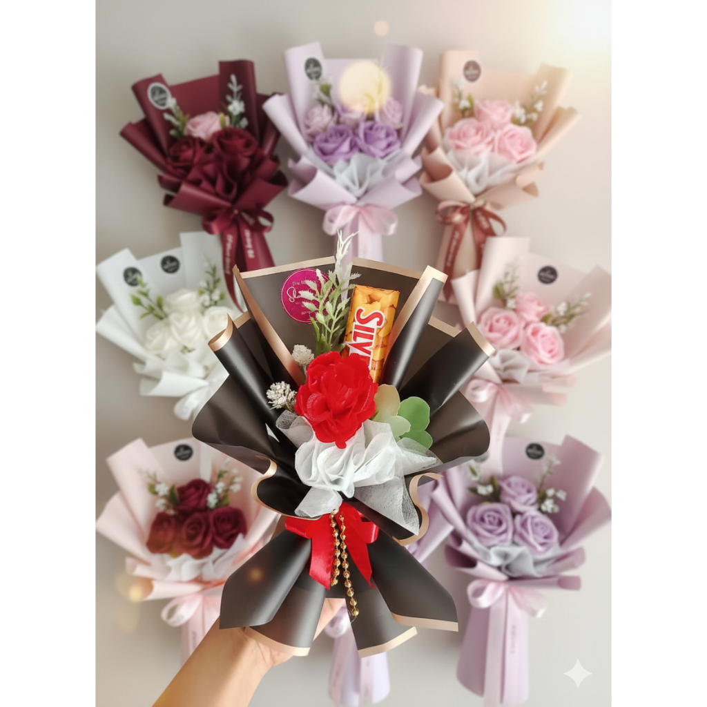 Buket Bunga Artifisial/ Valentine/ Coklat/ Bunga Mawar/ Buket Mumer Surabaya