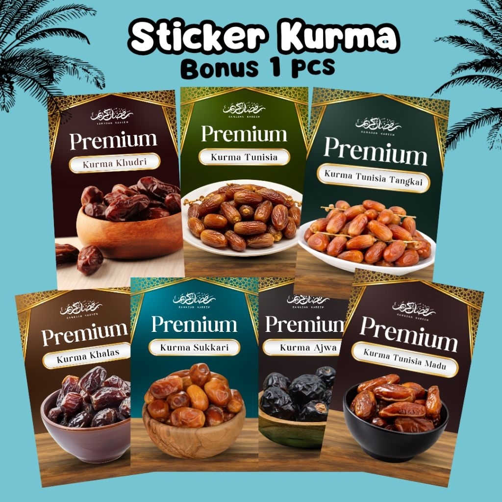 Sticker Kurma Ajwa, Kurma Tunisia, Kurma Khudri, Kurma Khalas, Kurma Sukkari