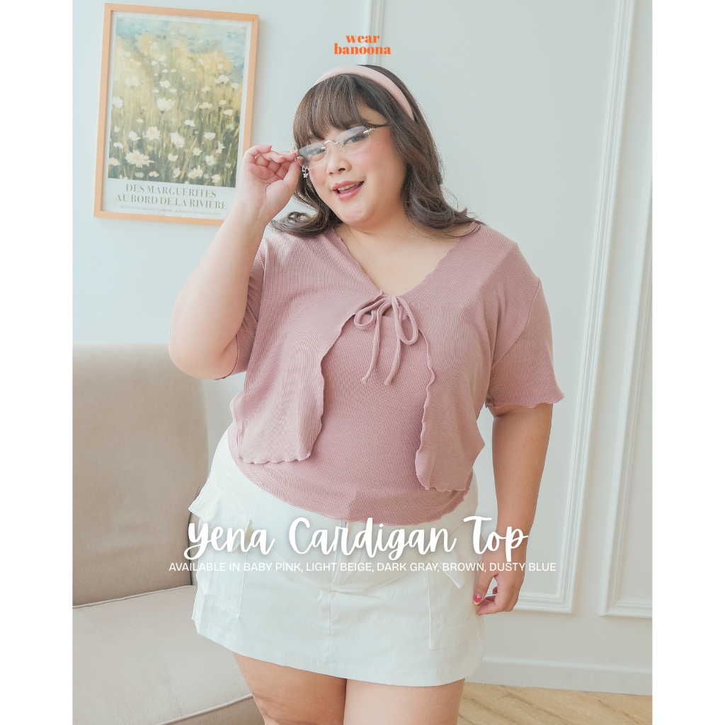 wear.banoona - Yena Cardigan Top | Set Tanktop dan Outer Lengan Pendek Knitwear Stretch Big Size Wan