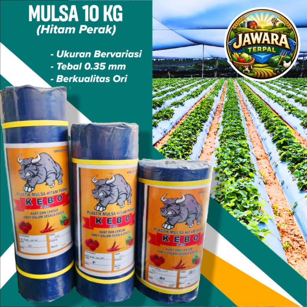 Plastik Mulsa Hitam Perak 1 Roll 10 Kg/Mulsa Pertanian Cap Kebo