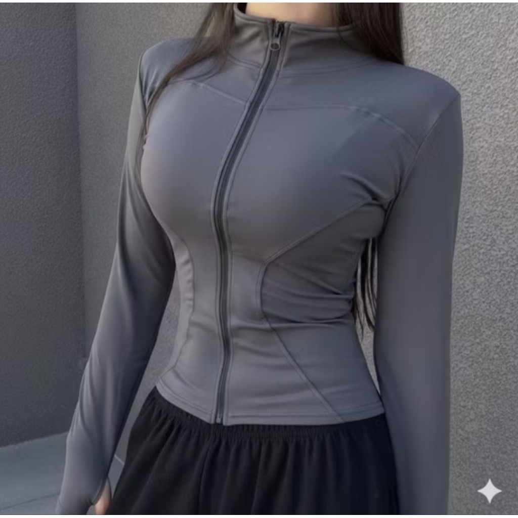 [Jaket.Slim] Atasan Olahraga Wanita Jaket Anti UV Running Yoga Cocok Buat Mendaki Sport Cewek