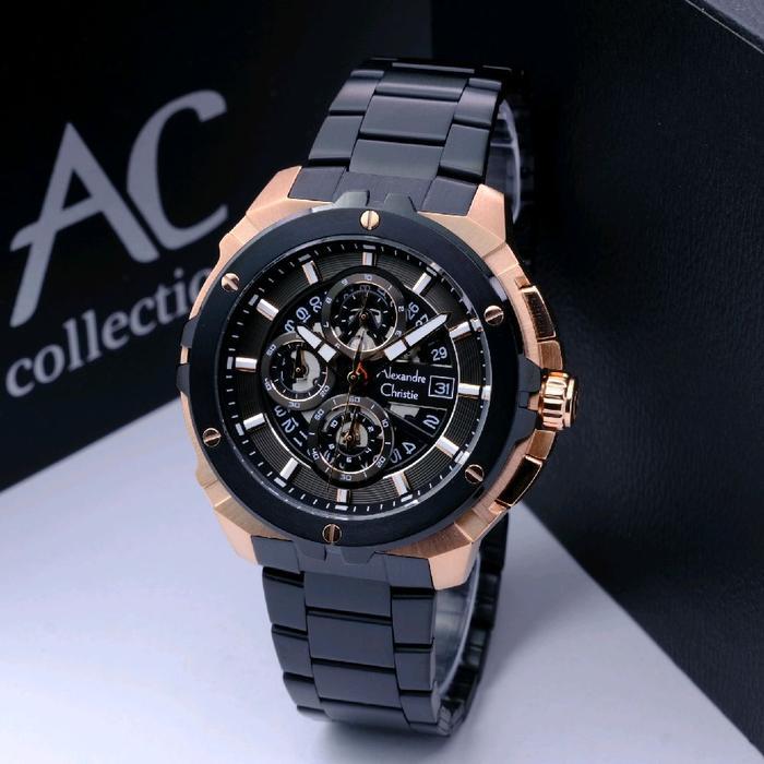Jam Tangan Pria Alexandre Christie Chronograph AC 6692 AC6692 Stainless Steel Strap Original Garansi