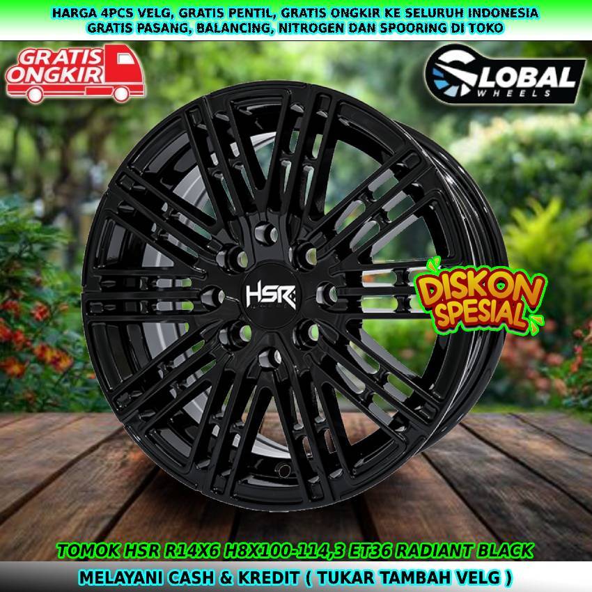 Velg racing hsr R14 untuk mobil Panther| Accent| Atoz| Accord VTI| dll velg hsr tomok R14