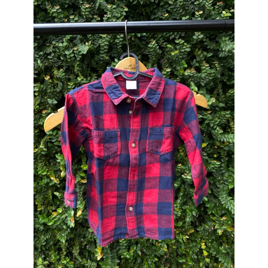 kemeja flanel anak laki-laki hnm preloved second