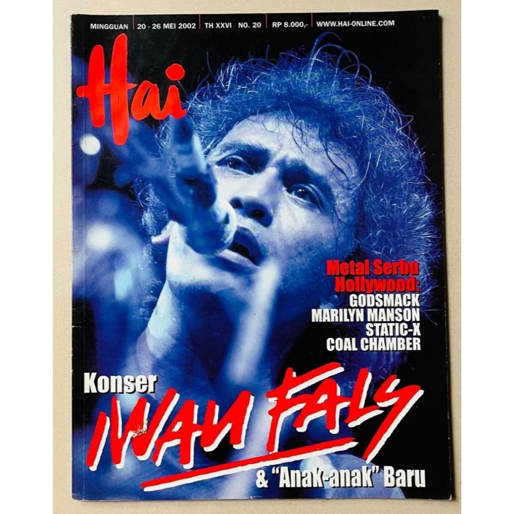 Majalah Hai no.20 / 20 Mei 2002 : Cover Iwan Fals - Konser Dewa