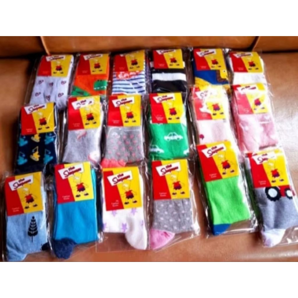 KONVEKSI (6 PASANG) KAOS KAKI ANAK2 TK-SD-REMAJA RANDEM MOTIF&POLOS BAHAM TEBAL DAN LEMBUT.