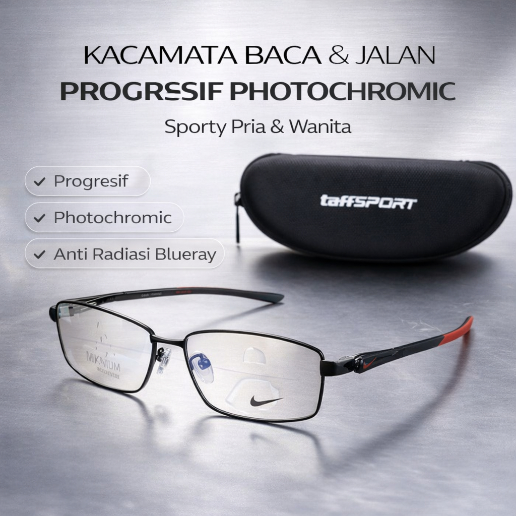 Kacamata Baca Plus Pria Wanita Sporty +100 +150 +175 +200 +250 +300 Lensa Anti Radiasi Photocromic