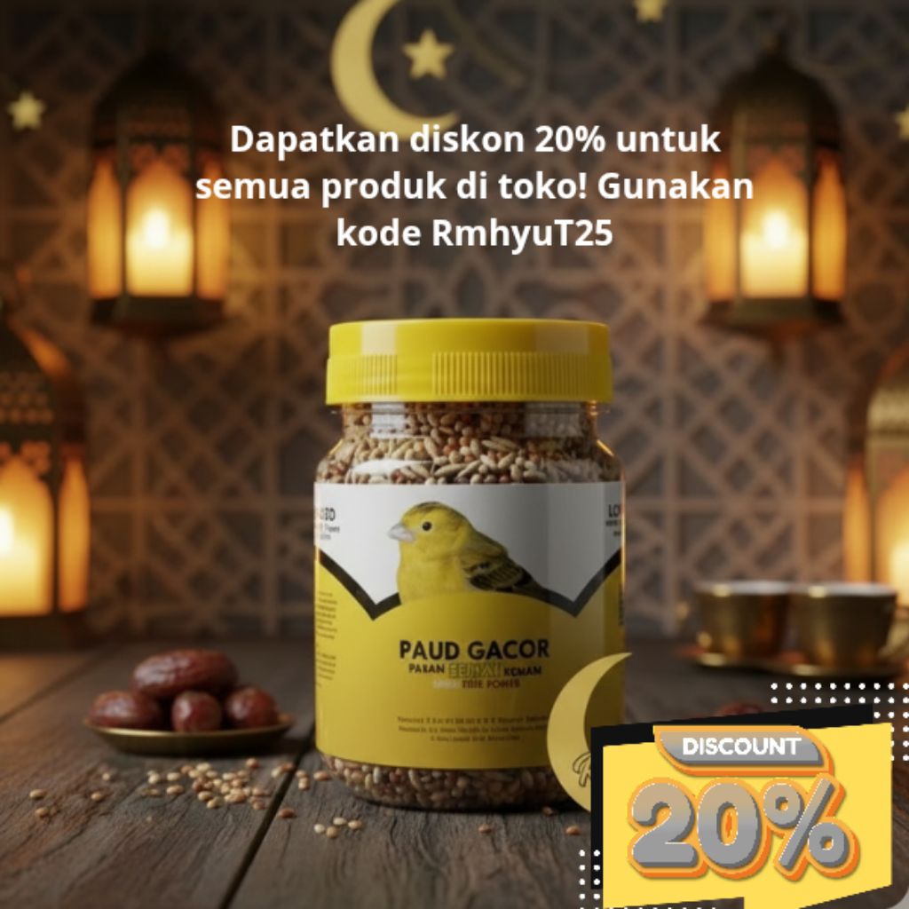 Pakan Kenari Paud Belajar Bunyi Super Gacor Pakan Sehat Kemasan Toples Premium 200gr