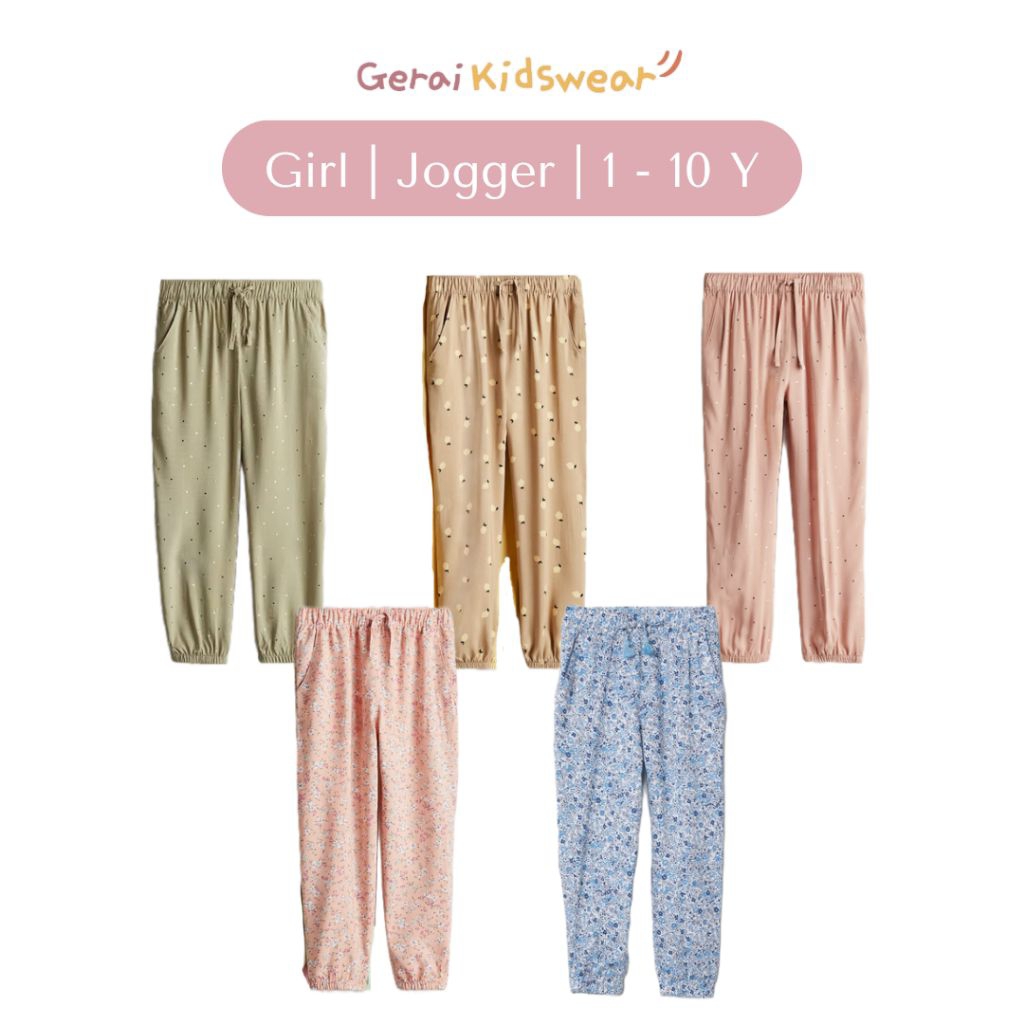 Geraikidswear Celana Jogger Anak Perempuan Rayon HM 1-10 Tahun