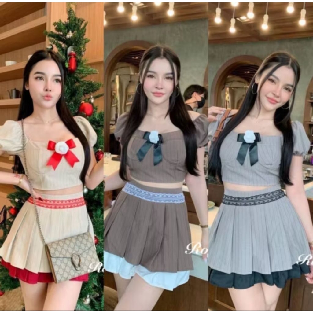Setelan Rok Pendek Wanita Import Bangkok 1063