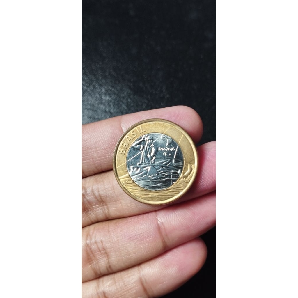 Koin 1 Real Brasil Olimpiade Rio 2016 Perahu Kano