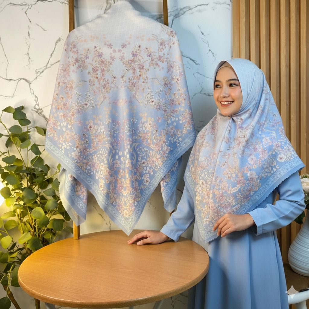 ELSHANUM Hijab Raya Series Limited Edition Voal Printing 125x125 Desain Terbaru Bahan Tidak Panss El