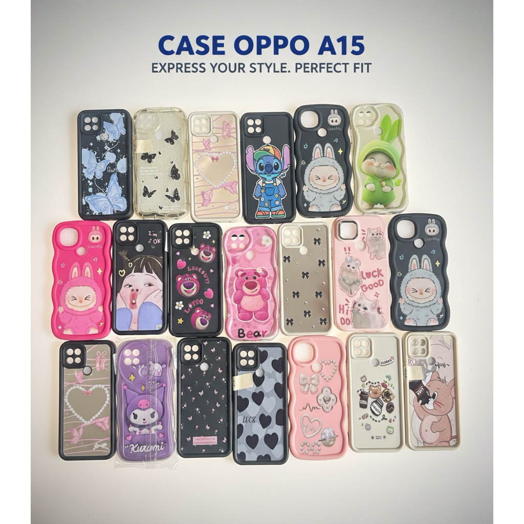 Case Oppo A15 A15s Casing Karakter Kartun Lucu Softcase Gelombang Wavy Cover Silikon Motif Aesthetic