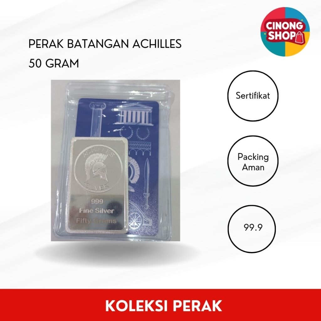 Perak Batangan 99.9 Bersertifikat Merek Achilles 50 gram