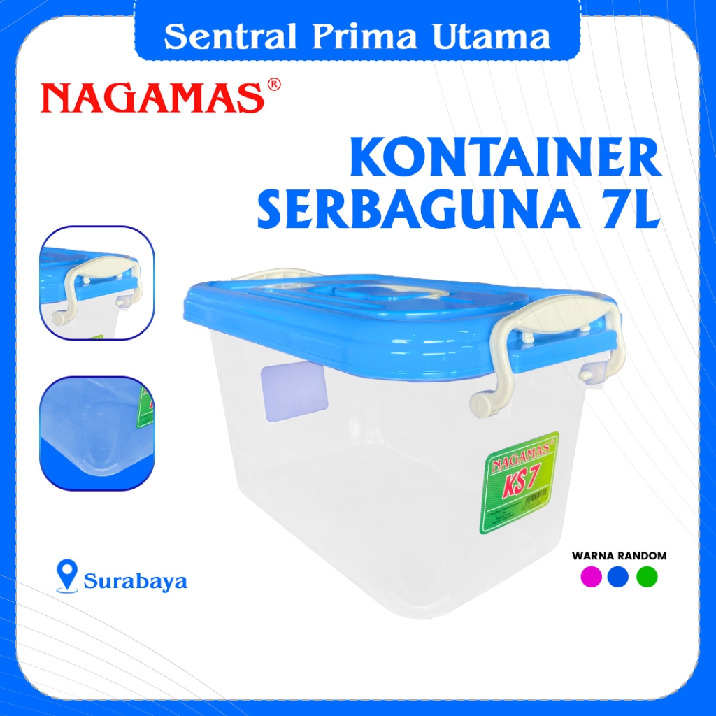 NAGAMAS Box Kontainer 7 Liter tanpa kaki roda | Box serbaguna, Box Penyimpanan ukuran kecil