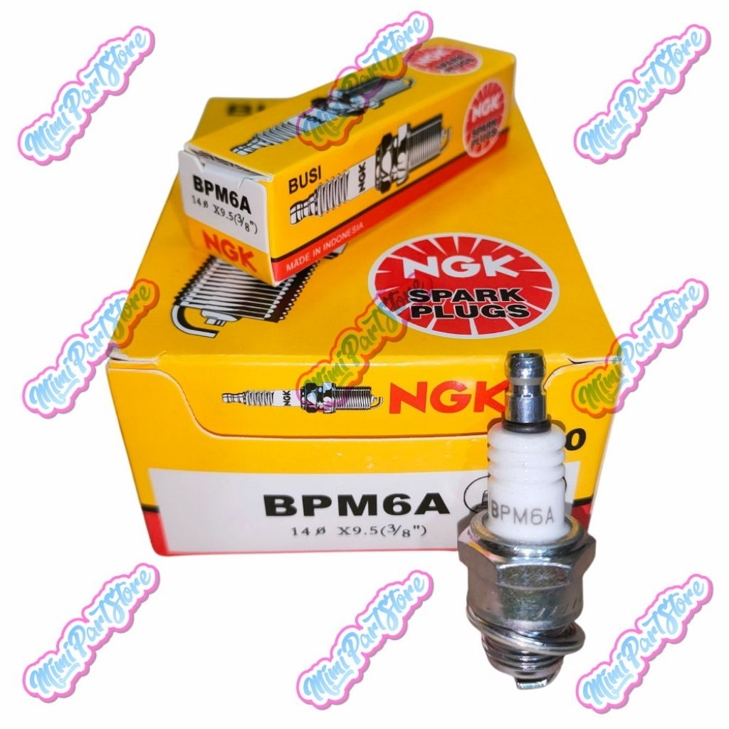 Busi BPM6A (10 PCS) - Potong Rumput, Motor trail anak (mini trail), Mini ATV, Gokart Bermesin Kecil.