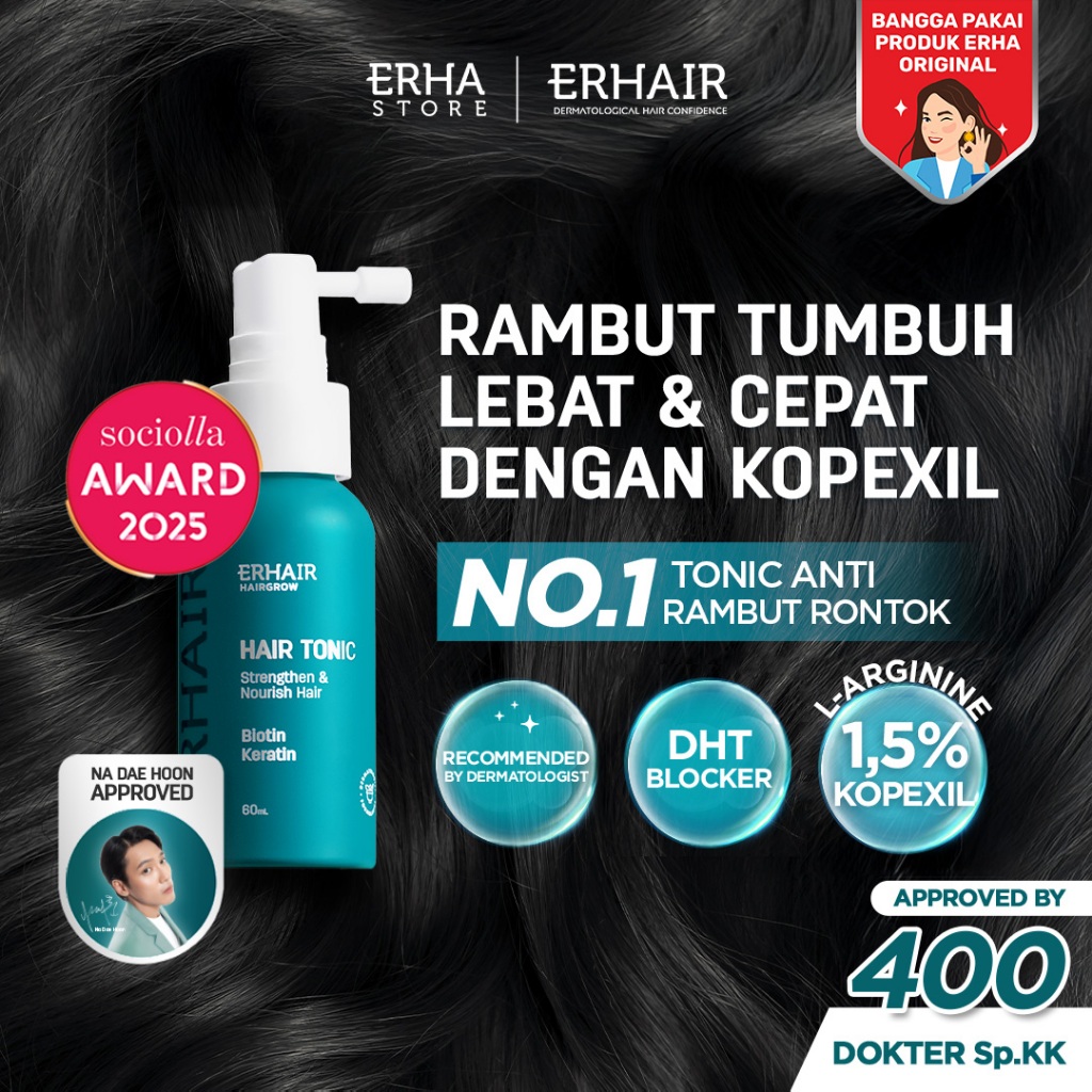 [BEST SELLER] ERHA ERHAIR HairGrow Tonic 60ml & 90ml | Best Seller Hair Tonic Rambut Rontok | Rekome