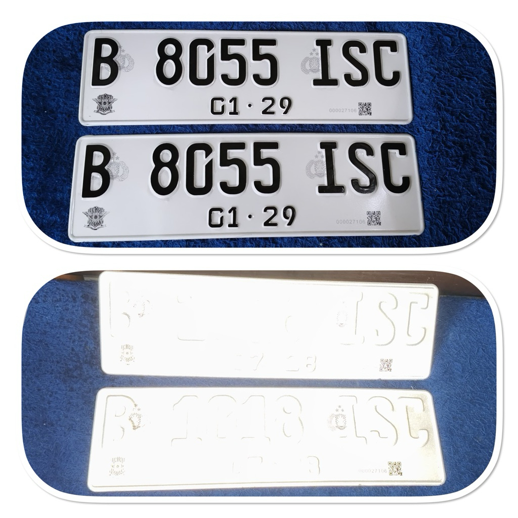 Plat reflektif mobil full reflektif barcode 1 set